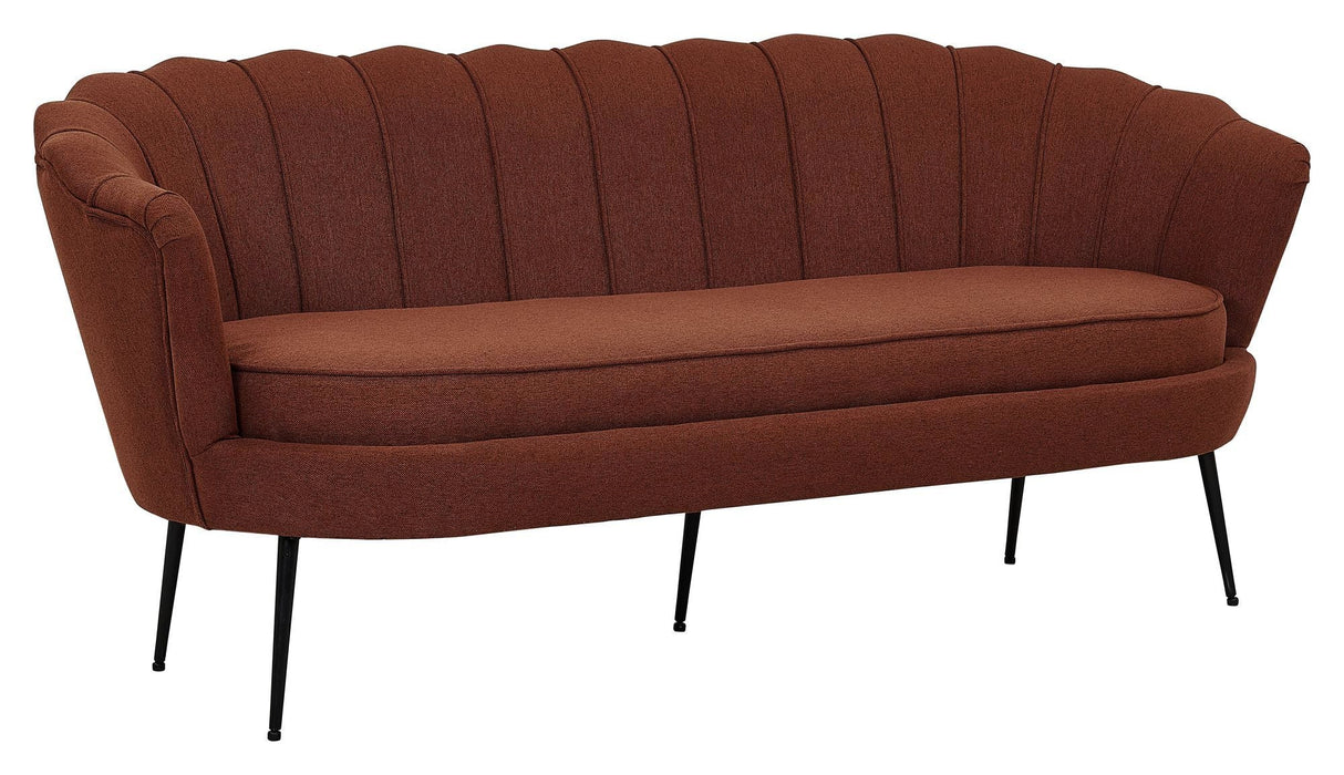 Calais 3 - pers. Sofa, Rusty Orange Stof m. sorte ben - UNOLIVING.COM