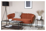 Calais 3 - pers. Sofa, Rusty Orange Stof m. sorte ben - UNOLIVING.COM