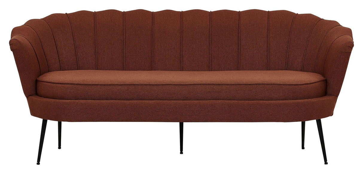 Calais 3 - pers. Sofa, Rusty Orange Stof m. sorte ben - UNOLIVING.COM