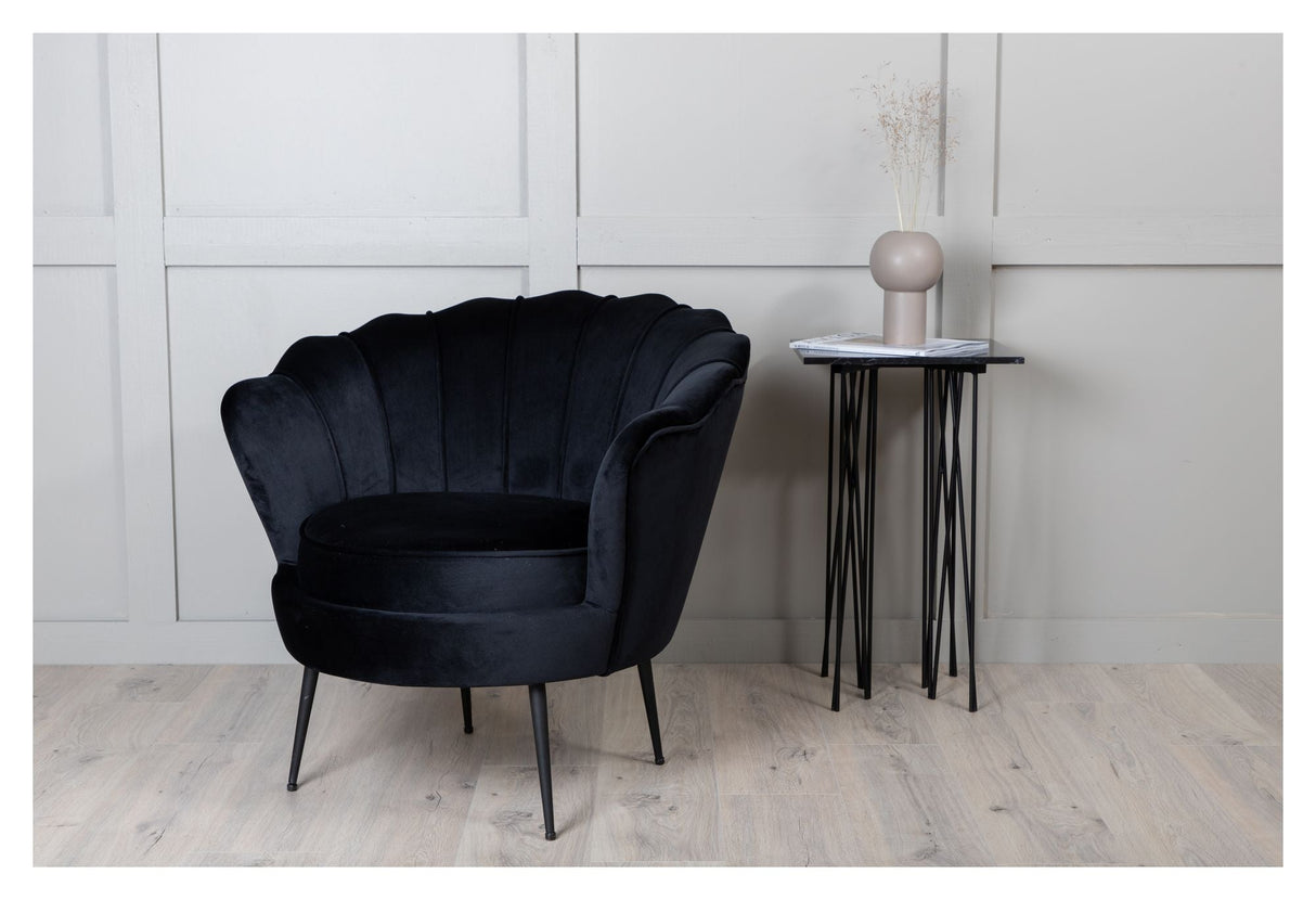 Calais Loungestol, Sort Velour - UNOLIVING.COM