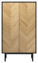 Calvi Herringbone Barskab, Natur/Sort, H160 - UNOLIVING.COM