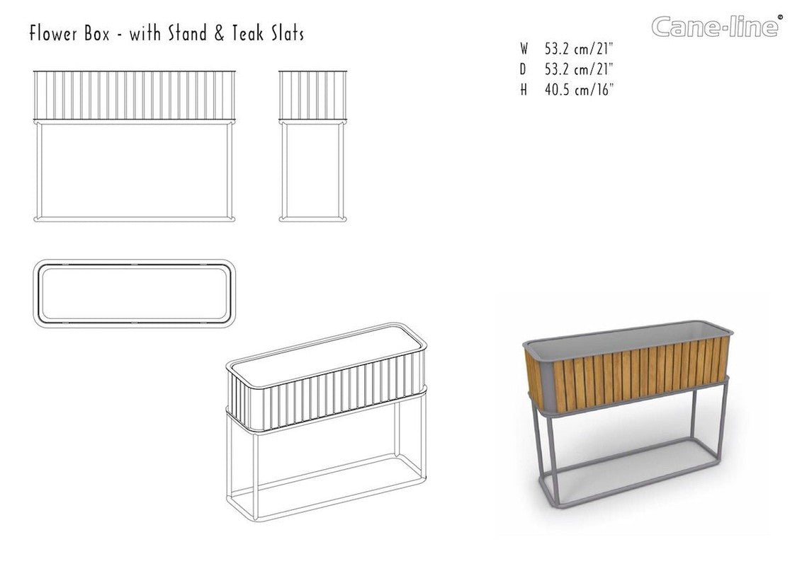 Cane - line Flower Box blomsterkasse teak, inkl. Stel - UNOLIVING.COM