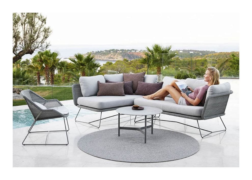 Cane - line Horizon 2 - pers. sofa højre modul, Lysegrå - UNOLIVING.COM