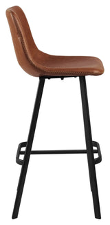 Carmel Barstol m. retro Cognac kunstlæder/Sort - UNOLIVING.COM