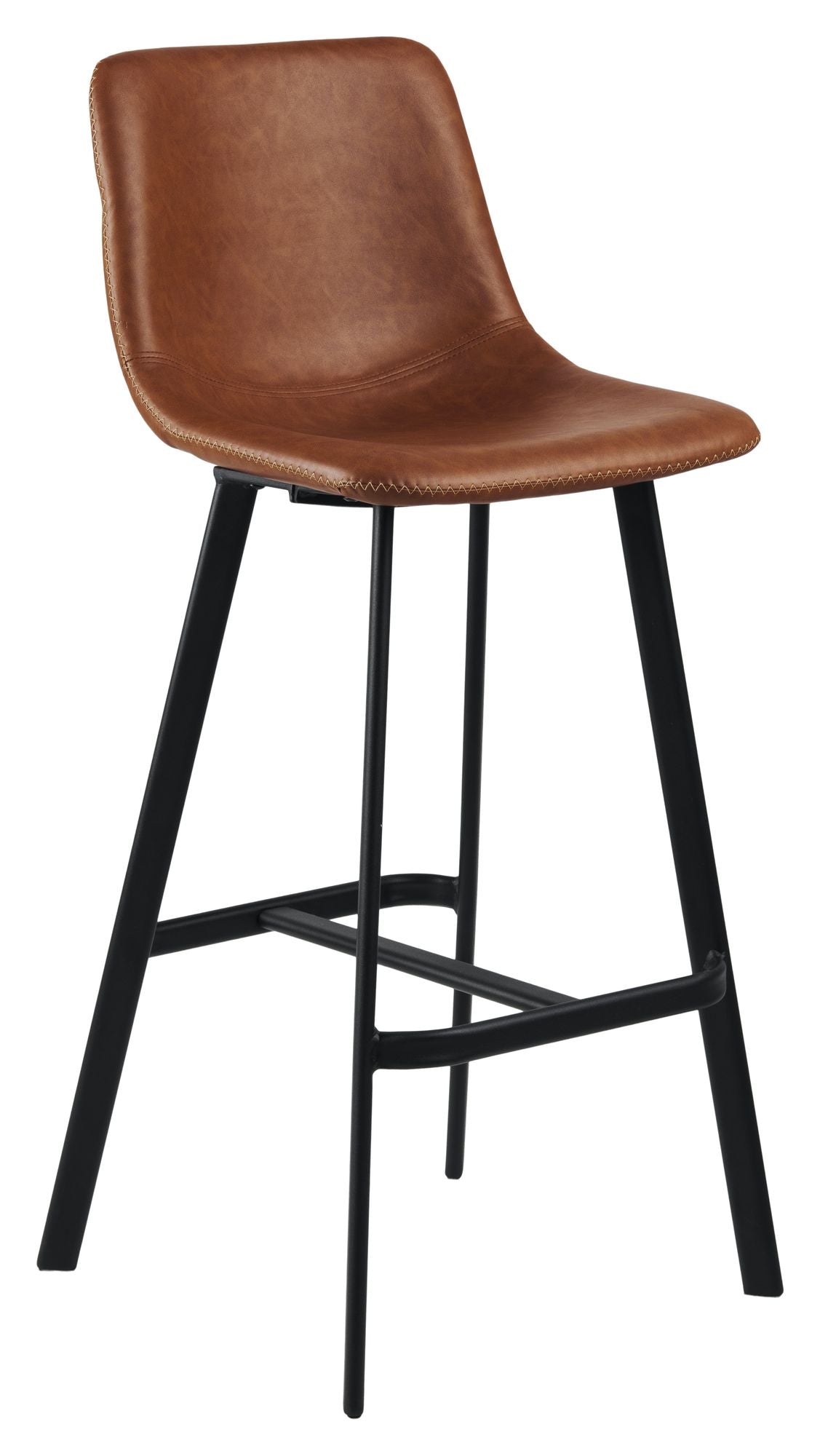 Carmel Barstol m. retro Cognac kunstlæder/Sort - UNOLIVING.COM