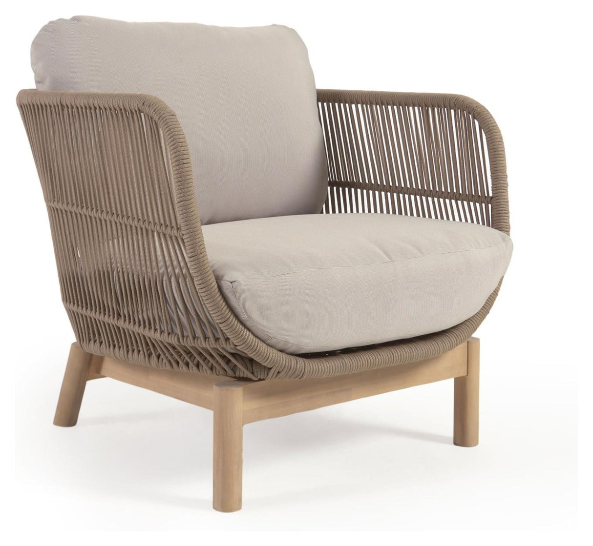 Catalina Loungestol m. beige reb, Acacietræ - UNOLIVING.COM