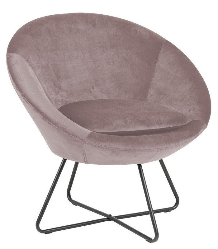 Center Loungestol, Støvet rosa velour - UNOLIVING.COM