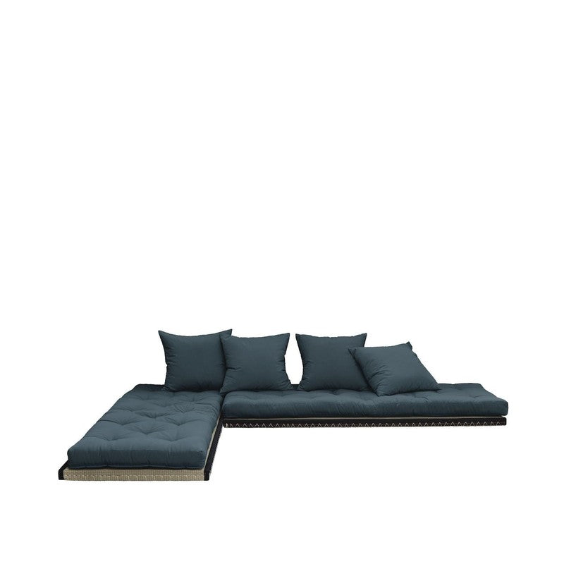 Chico Futon Sofa, Petroleum Blue m. Tatami måtter - UNOLIVING.COM