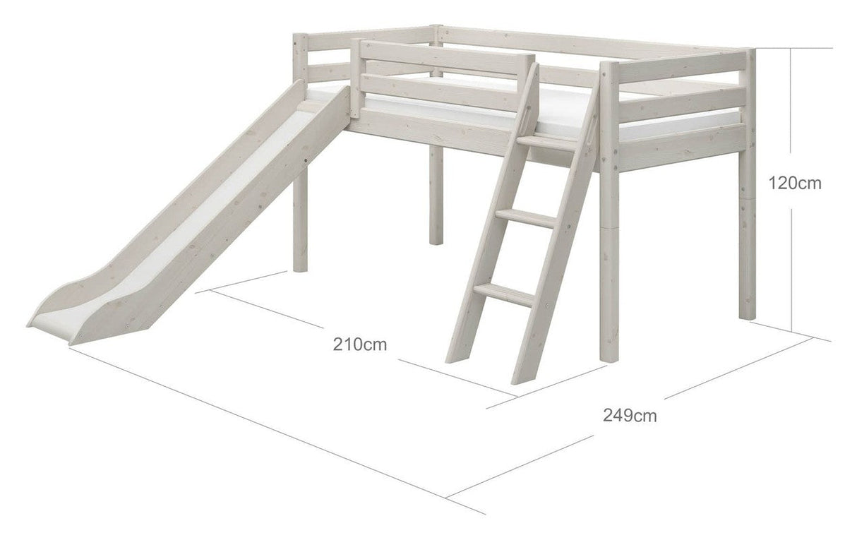 Classic Halvhøj seng m. slide, hvid, 90x200 - UNOLIVING.COM