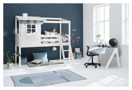 Classic Mellemhøj seng m. 1/2 Hus, hvid, 90x200 - UNOLIVING.COM