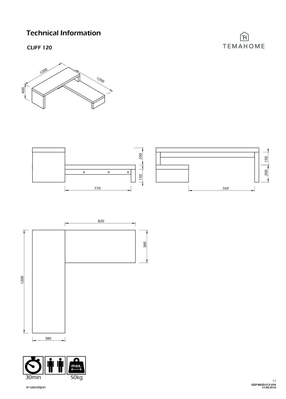 Cliff TV - bord - Mat hvid - UNOLIVING.COM