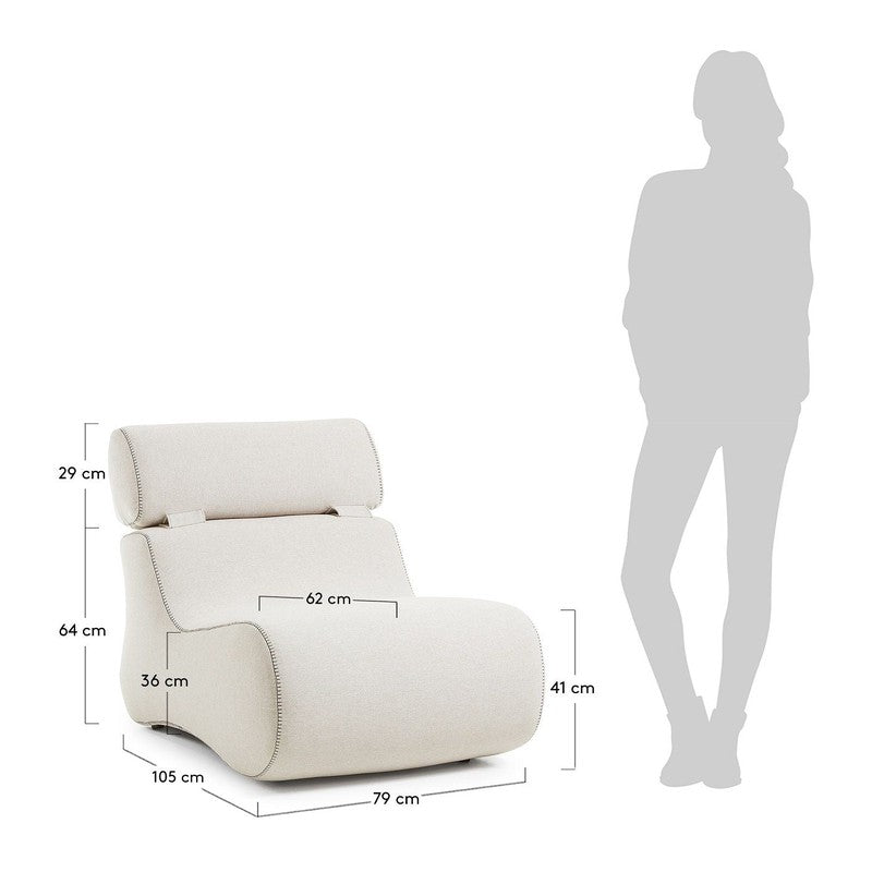 Club Loungestol m. nakkestøtte, Beige - UNOLIVING.COM