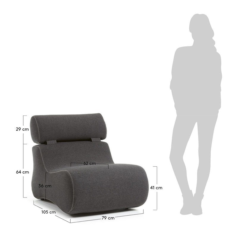 Club Loungestol m. nakkestøtte, Graphite - UNOLIVING.COM