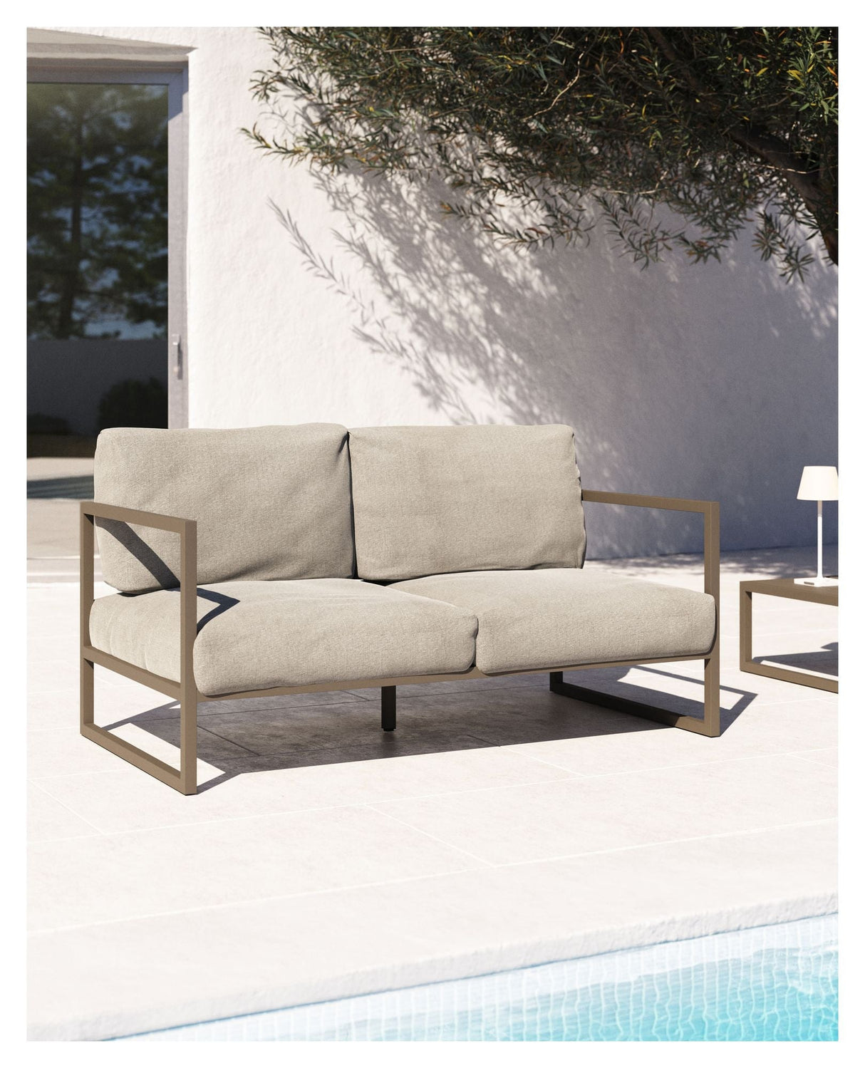 Comova 2 - pers. Loungesofa 152 cm, Lysegrå/Grøn aluminium - UNOLIVING.COM