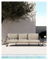 Comova 3 - pers. Loungesofa 225 cm, Lysegrå/Grøn aluminium - UNOLIVING.COM