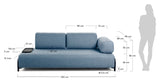 Compo 3 - pers. sofa m. lille bakke, Blå stof - UNOLIVING.COM