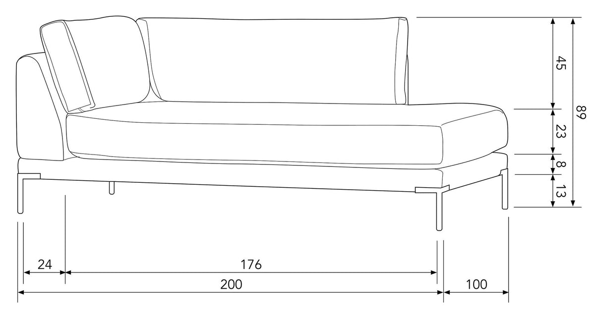 Couple Lounge element, højre - Brun