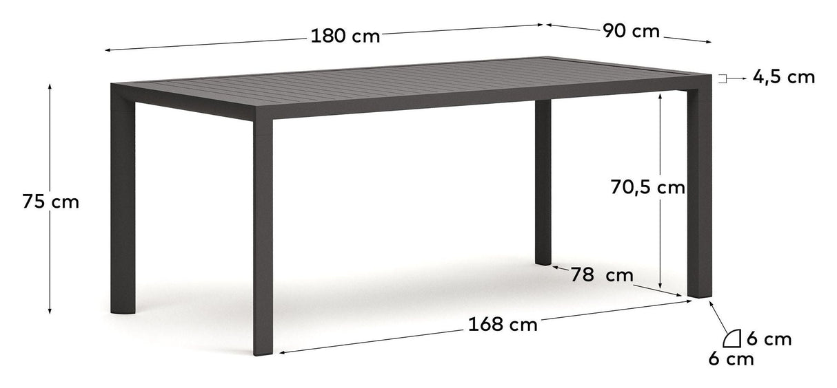 Culip Havebord, Grå alu, 180x90 - UNOLIVING.COM