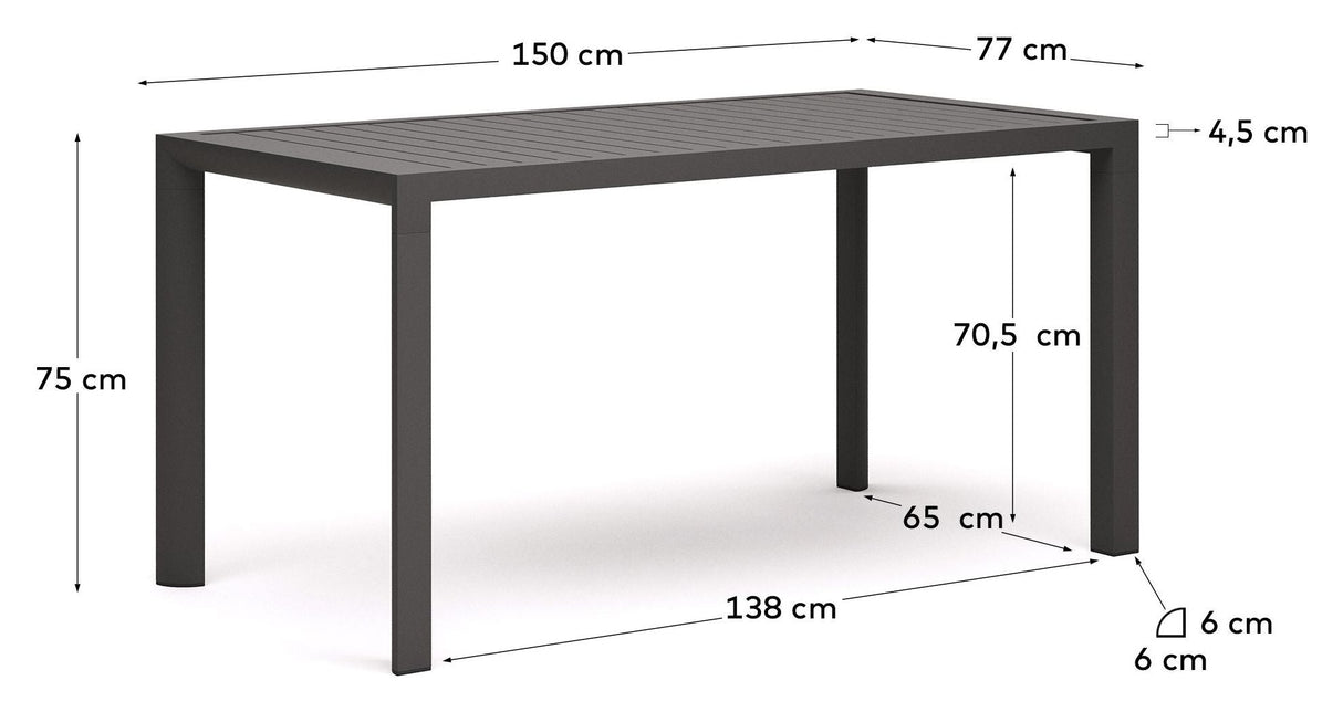 Culip Havebord, Grå alu, 75x77x150 - UNOLIVING.COM