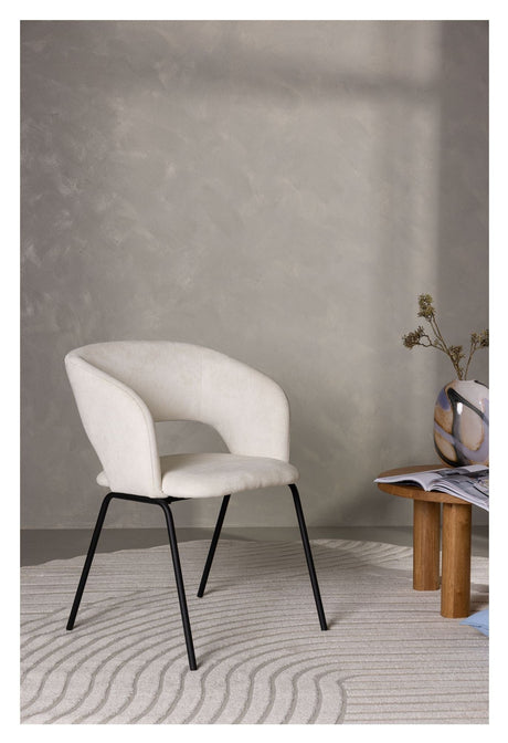 Day Spisebordsstol, Mat Sort, Offwhite hør - UNOLIVING.COM