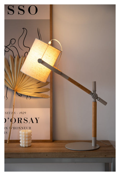 Dennis Bordlampe, Beige/Beige Linen - UNOLIVING.COM