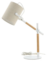 Dennis Bordlampe, Hvid/Beige Linen - UNOLIVING.COM