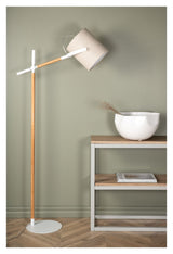 Dennis Gulvlampe, Hvid/Beige Linen - UNOLIVING.COM