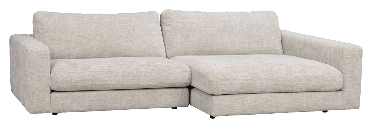 Duncan Sofa 3 - pers. m. chaiselong, Højre, Lysegråt stof - UNOLIVING.COM