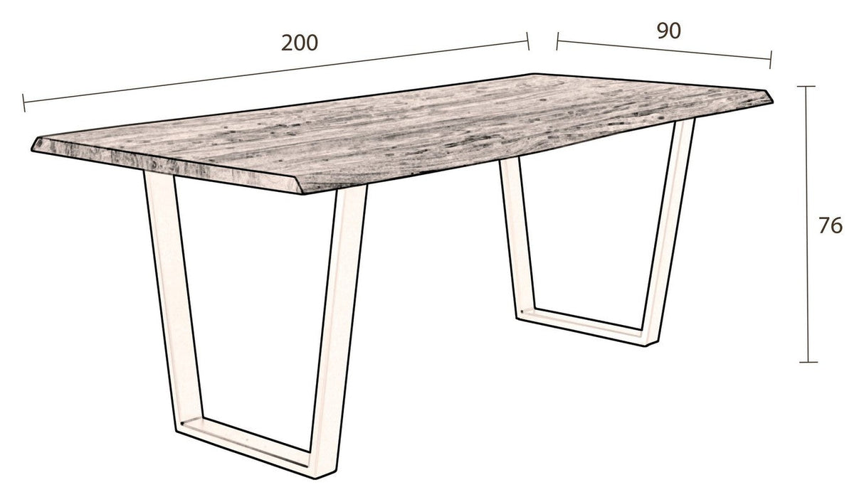 Dutchbone Aka Spisebord Acacia/Sort, 200x90 - UNOLIVING.COM