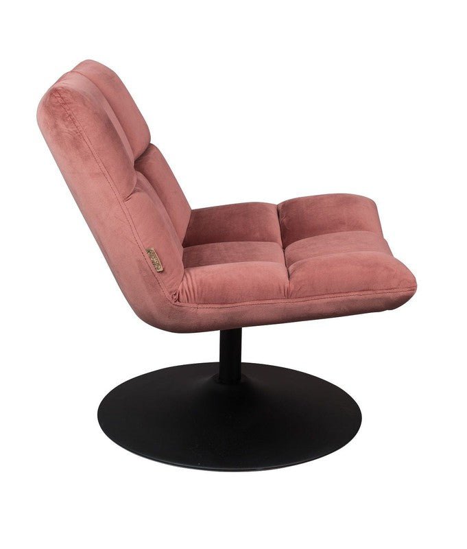 Dutchbone Bar Loungestol, m. velour Pink - UNOLIVING.COM