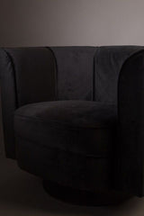 Dutchbone Flower Loungestol, Sort velour - UNOLIVING.COM