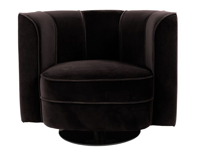 Dutchbone Flower Loungestol, Sort velour - UNOLIVING.COM