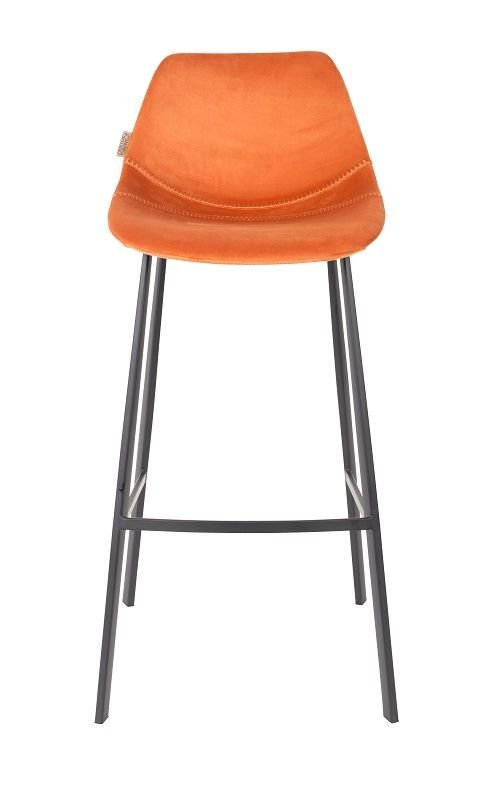 Dutchbone Franky Barstol, Orange velour - UNOLIVING.COM