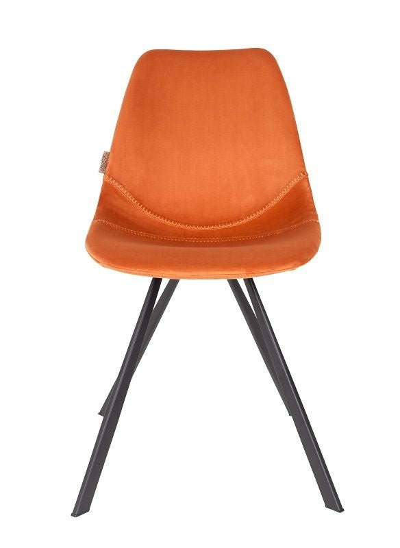 Dutchbone Franky Spisebordsstol, Orange velour - UNOLIVING.COM