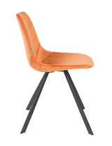 Dutchbone Franky Spisebordsstol, Orange velour - UNOLIVING.COM