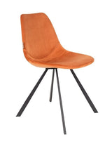 Dutchbone Franky Spisebordsstol, Orange velour - UNOLIVING.COM