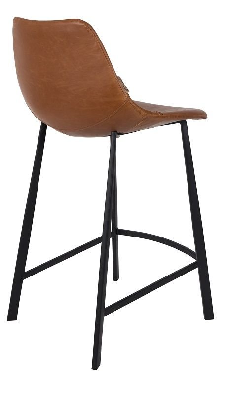 Dutchbone Franky barstol Brun PU læder, SH: 65cm - UNOLIVING.COM