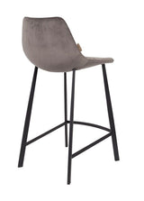 Dutchbone Franky barstol, Grå velour, SH: 65cm - UNOLIVING.COM