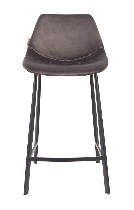 Dutchbone Franky barstol, Grå velour, SH: 65cm - UNOLIVING.COM