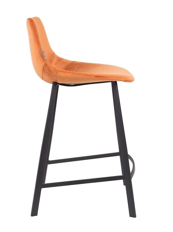 Dutchbone Franky barstol, Orange velour, SH: 65cm - UNOLIVING.COM