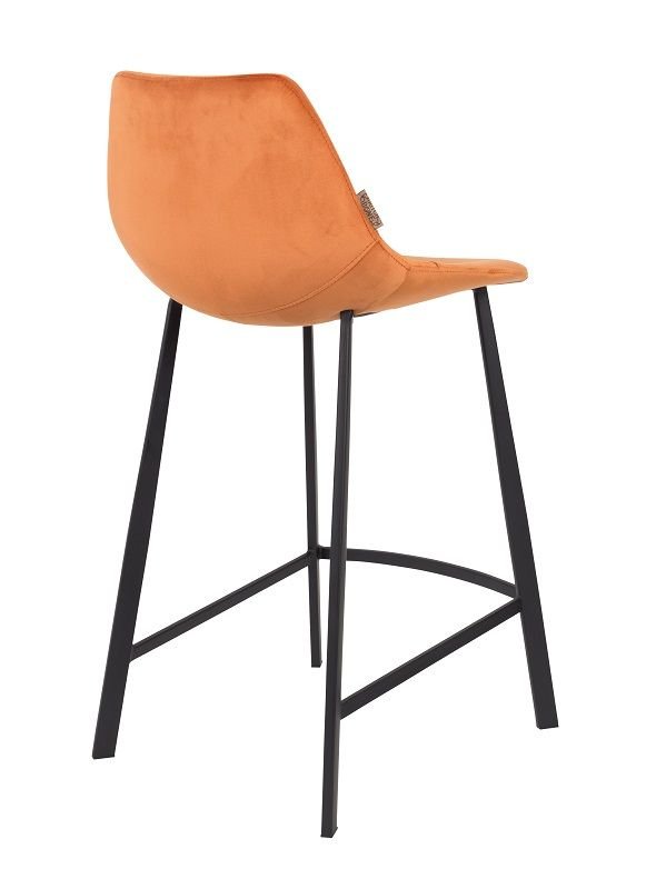 Dutchbone Franky barstol, Orange velour, SH: 65cm - UNOLIVING.COM