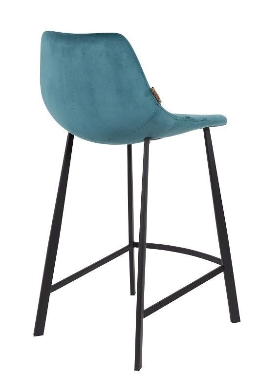 Dutchbone Franky barstol, Petrol velour, SH: 65cm - UNOLIVING.COM