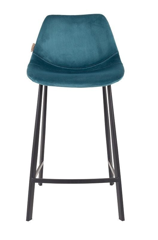 Dutchbone Franky barstol, Petrol velour, SH: 65cm - UNOLIVING.COM