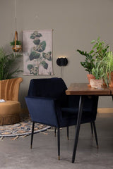 Dutchbone Kate Spisebordsstol m/armlæn Deep blue - Unoliving.com