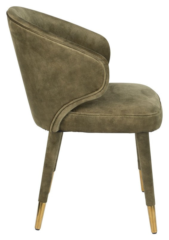 Dutchbone Lunar Spisebordsstol, Moss Velour - Unoliving.com