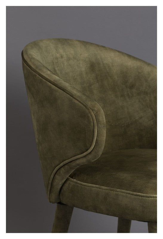 Dutchbone Lunar Spisebordsstol, Moss Velour - Unoliving.com