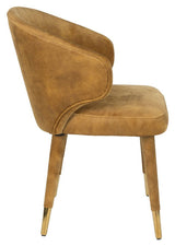 Dutchbone Lunar Spisebordsstol, Okker Velour - Unoliving.com