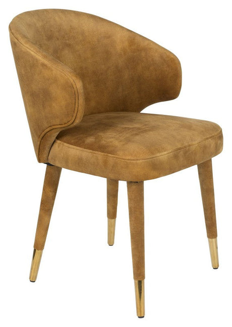 Dutchbone Lunar Spisebordsstol, Okker Velour - Unoliving.com