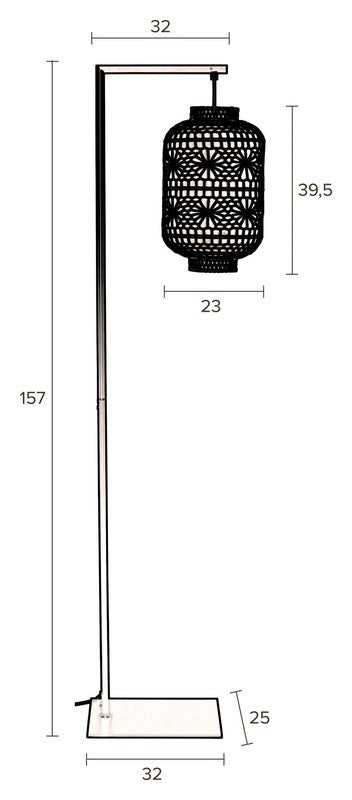 Dutchbone Ming Gulvlampe - Sort/Hvid, H157 - Unoliving.com