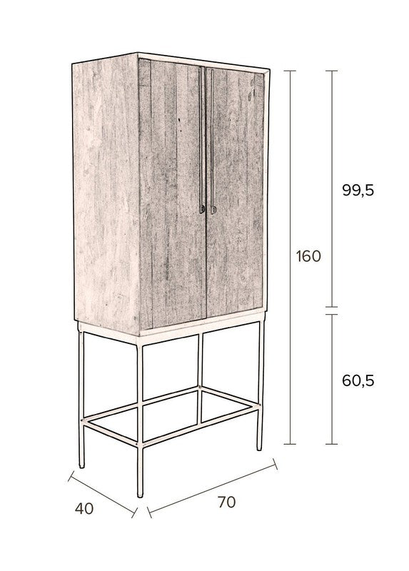 Dutchbone Nairobi Vitrineskab H160 Brun/Sort - Unoliving.com